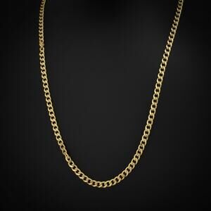 Jewelry Solid 10K Yellow Italian Gold Cuban Chain Neckalce 18” Long 3mm Wide